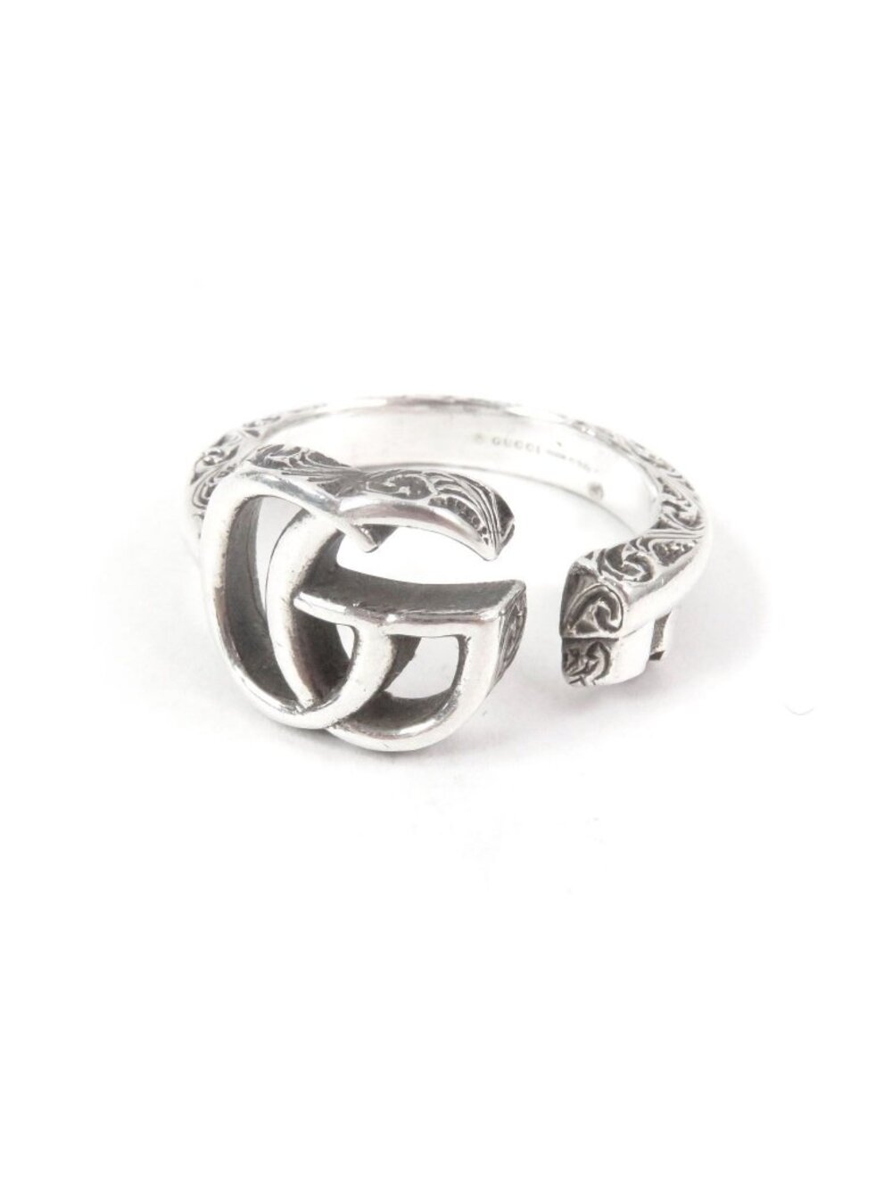 Gucci Arabesque Key Motif GG Logo Ring Silver 15